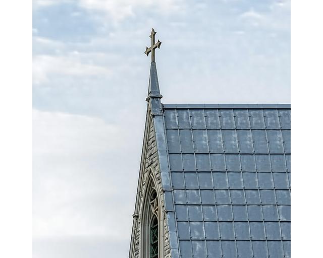 St. Swithin’s Church lead spire after work