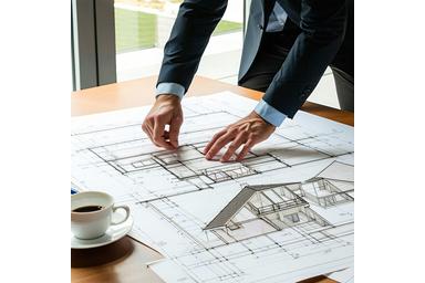 Conservation consultant reviewing roof drawings